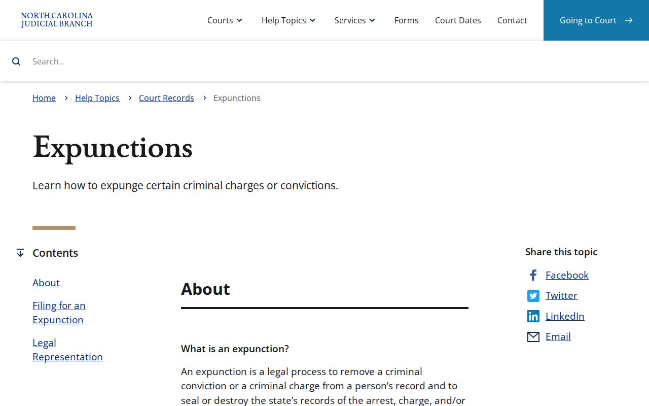 North Carolina expunction guidance for Madison County booking and release records